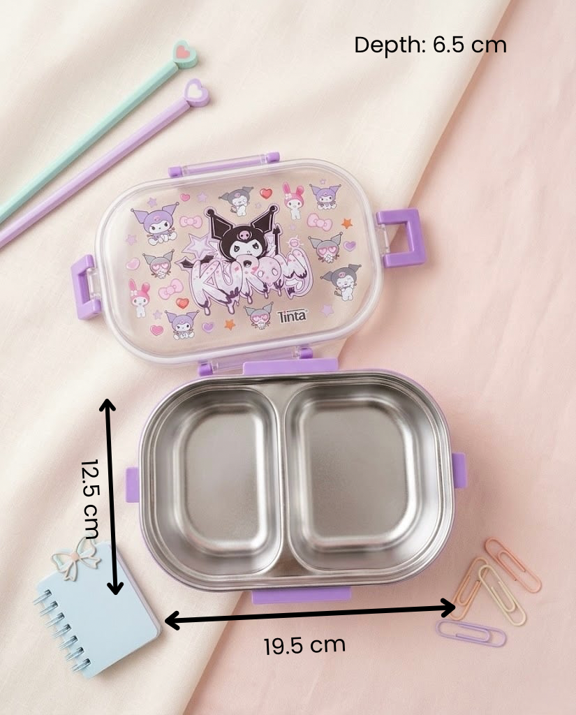Stainless steel kids purple lunch box for school tiffin with compartments