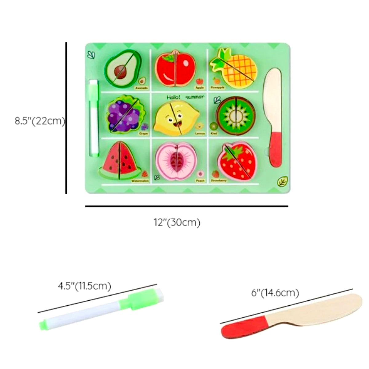 Wooden Cutting Fruit Set with Whiteboard