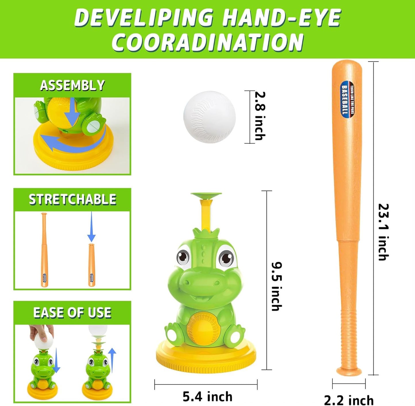 Kids Dinosaur Baseball Set