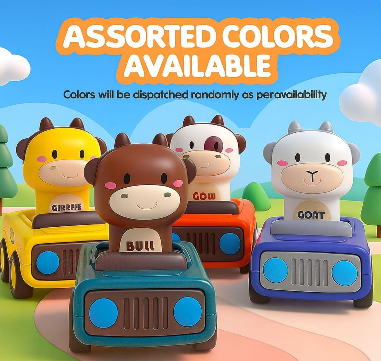 Mini Inertial Press & Go Animal Vintage Car - 1Pc