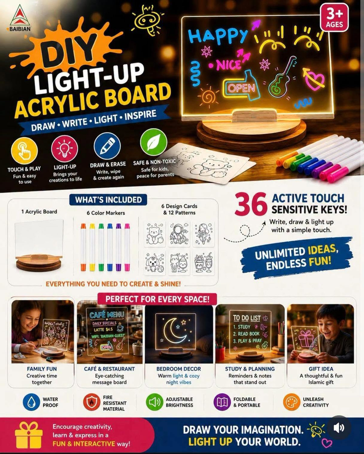 DIY Light-Up Acrylic Board (20x30 cm)