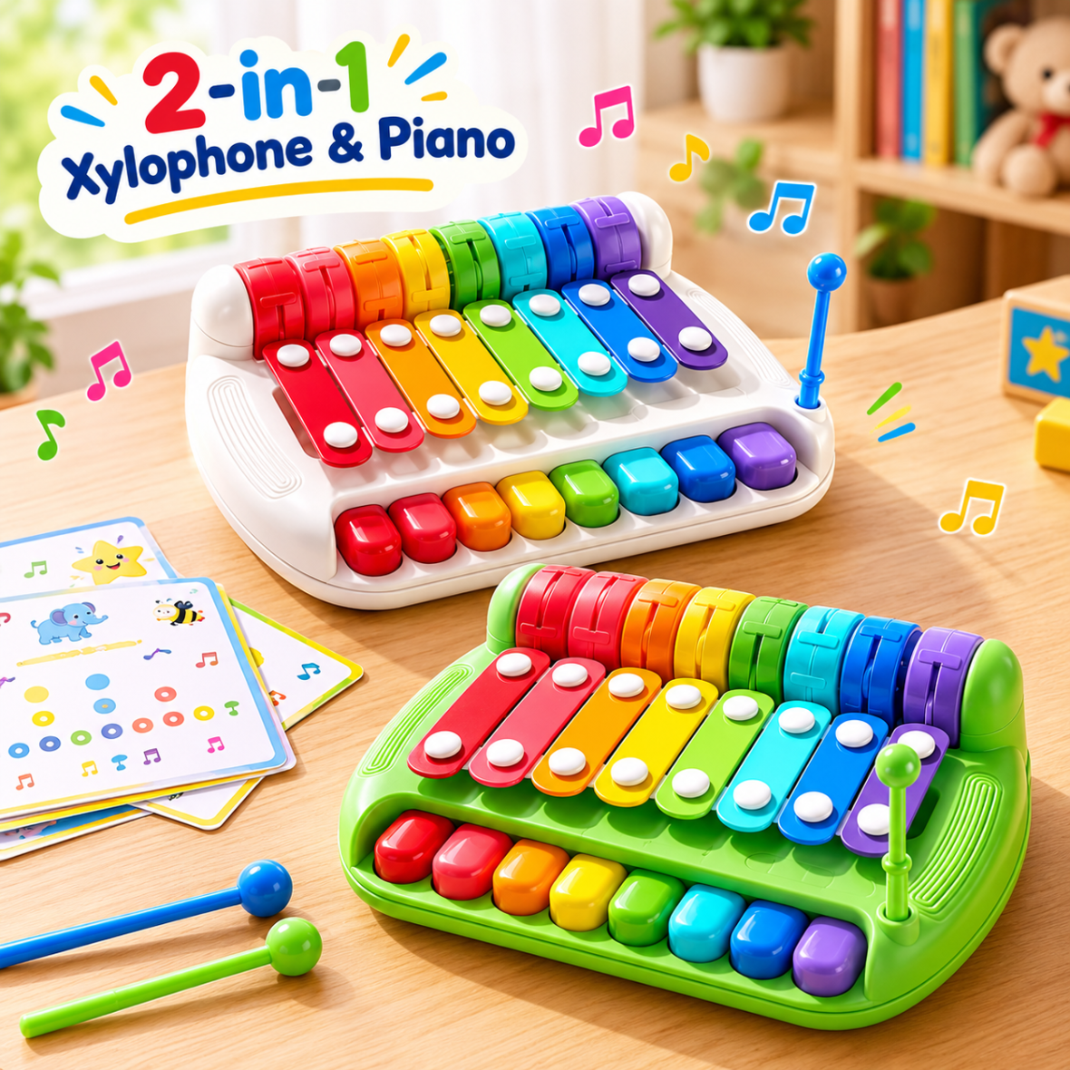 2-in-1 Musical Piano and Xylophone Toy