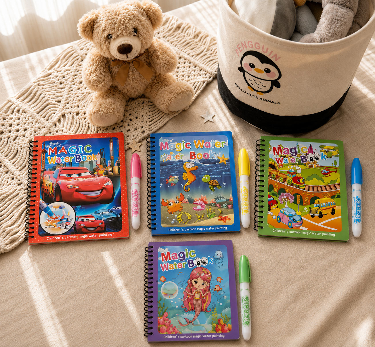 Magic Water Painting Coloring Books-4 Sets