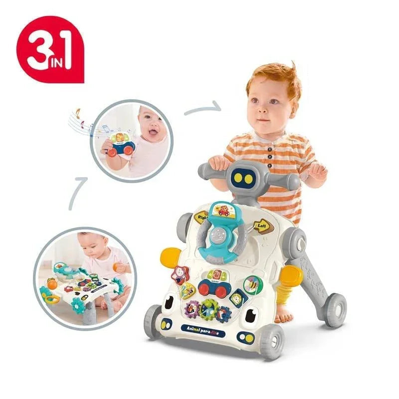 3-in-1 Musical Baby Walker & Activity Toy - Grey