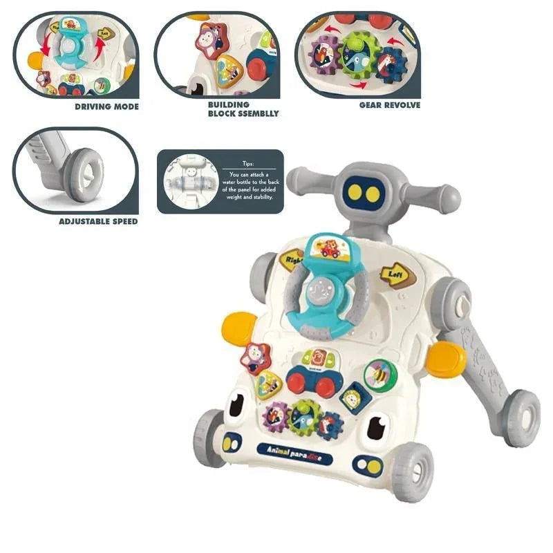 3-in-1 Musical Baby Walker & Activity Toy - Grey