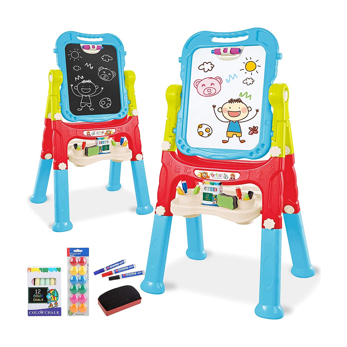 Artist Doubled Sided Magnetic Drawing Board Easel (48 piece Set)