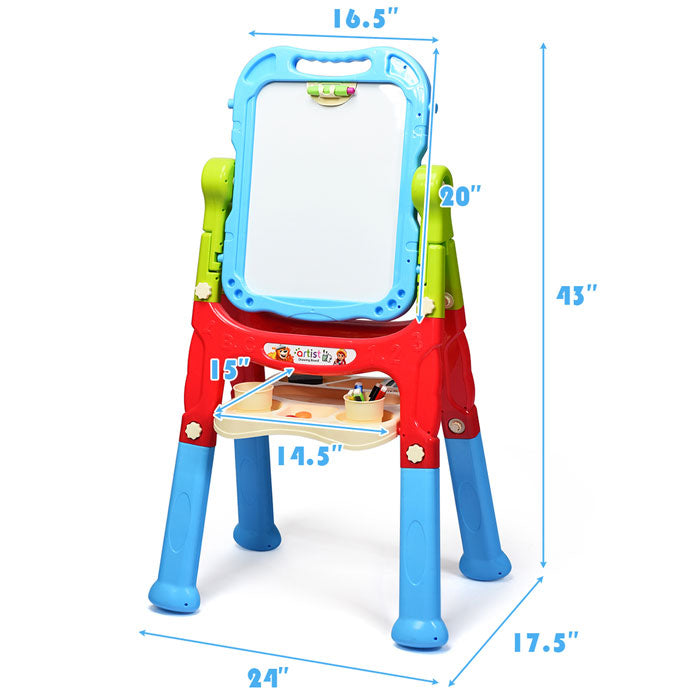 Artist Doubled Sided Magnetic Drawing Board Easel (48 piece Set)