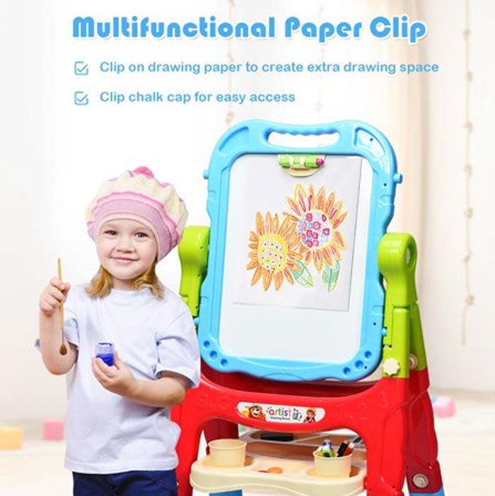 Artist Doubled Sided Magnetic Drawing Board Easel (48 piece Set)