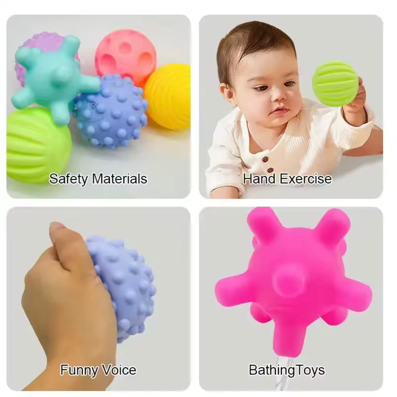 Baby Sensory Textured Squeeze Balls Set (6 Pieces)