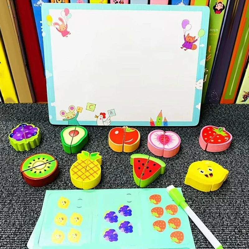 Wooden Cutting Fruit Set with Whiteboard