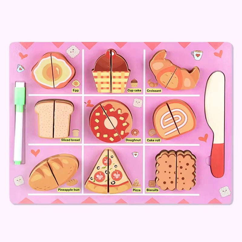 Wooden Cutting Food Set with Whiteboard
