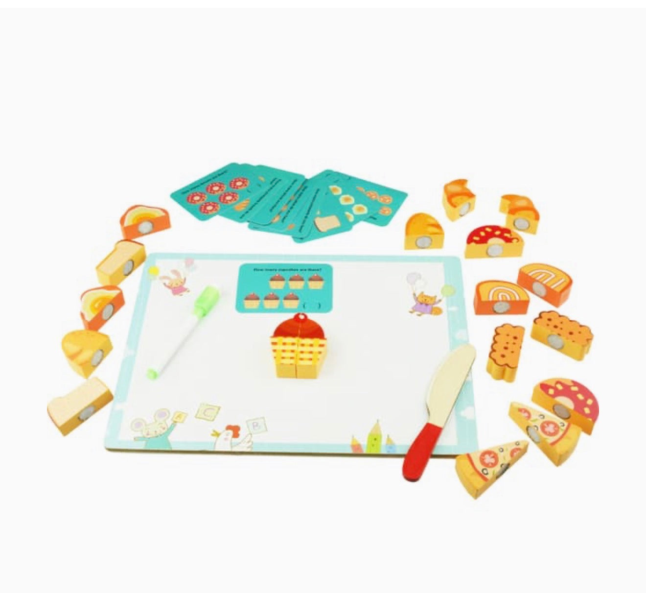 Wooden Cutting Food Set with Whiteboard
