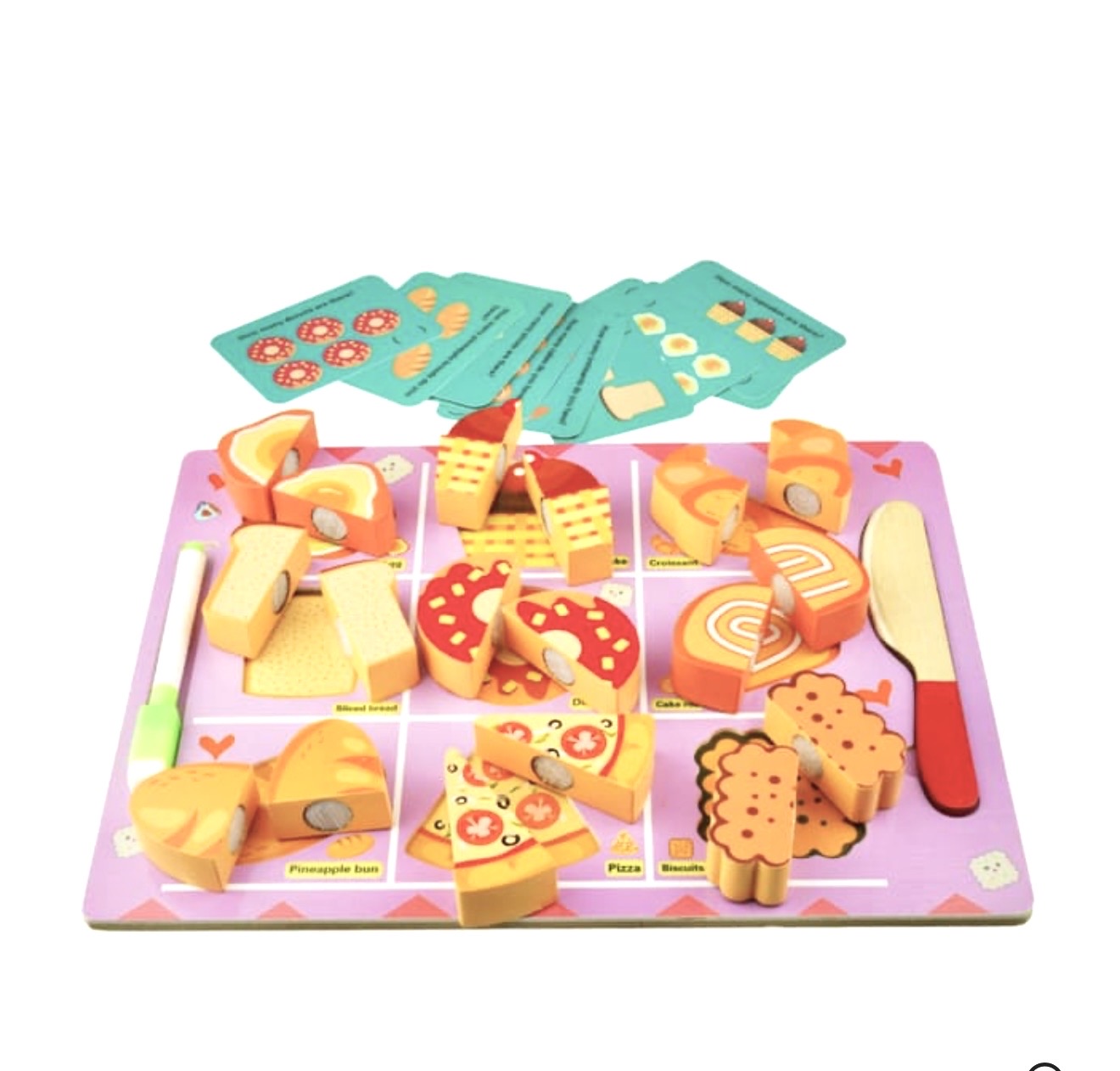 Wooden Cutting Food Set with Whiteboard
