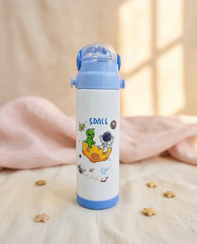 Space-themed insulated stainless steel water bottle 500ml for kids