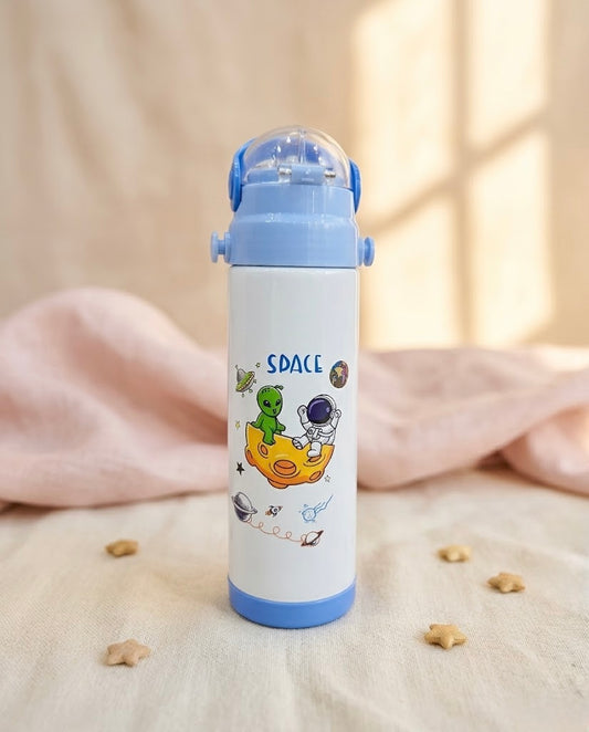 Space-themed insulated stainless steel water bottle 500ml for kids