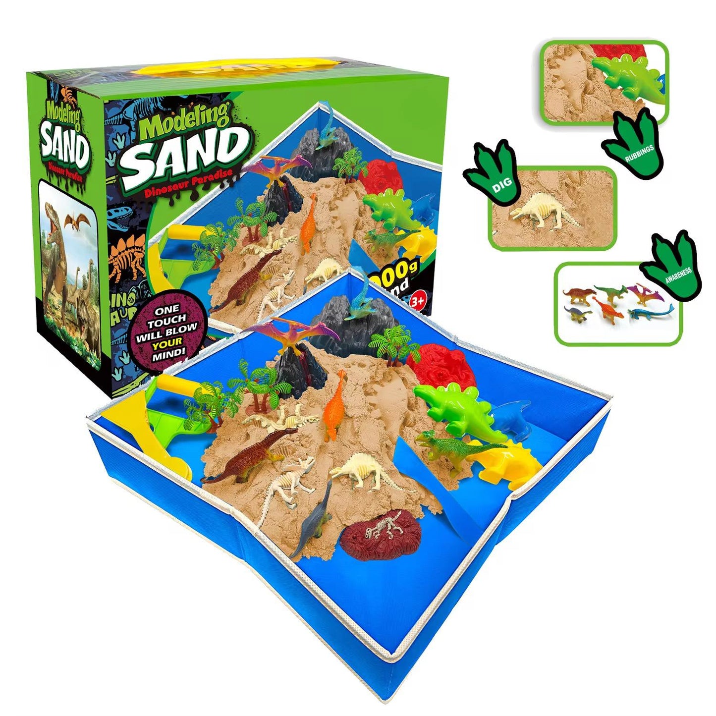 🦖 Modeling Sand – Dinosaur Paradise (1000g) - Sensory Bin!