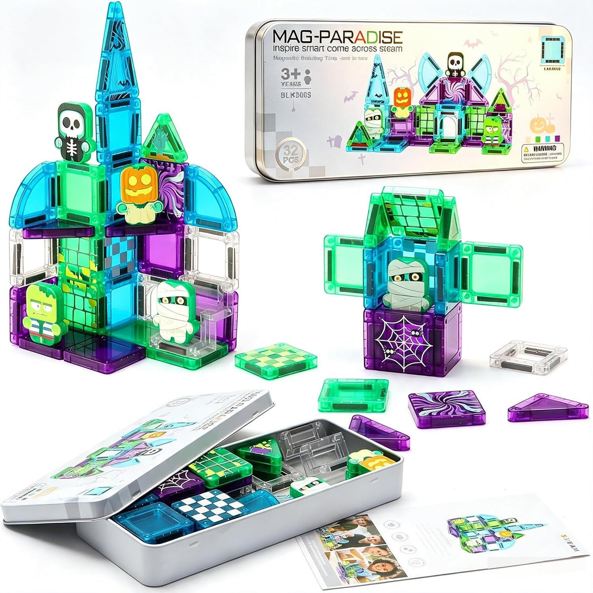Mini Magnetic Tiles Set (32 pieces) Halloween themed