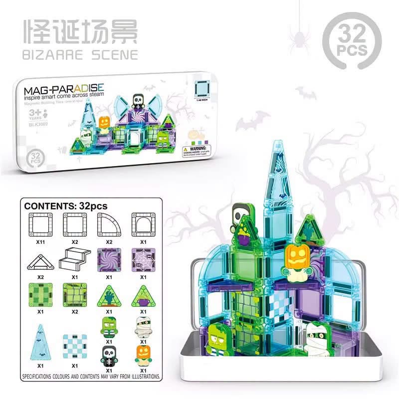 Mini Magnetic Tiles Set (32 pieces) Halloween themed