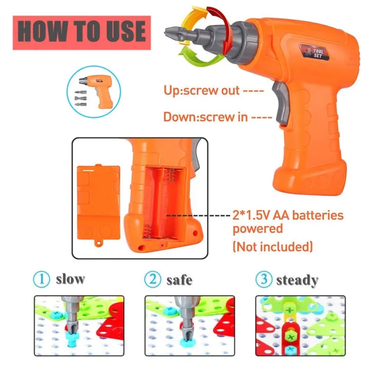 Drill & Screw Driver Mosaic Creative Puzzle Set-192 pieces